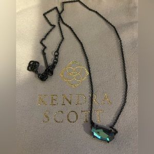 Kendra Scott necklace in navy gunmetal and indigo dichroic